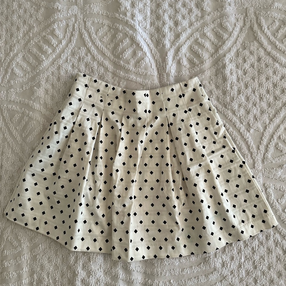 Banana Republic skater skirt, white/black diamond polkadot